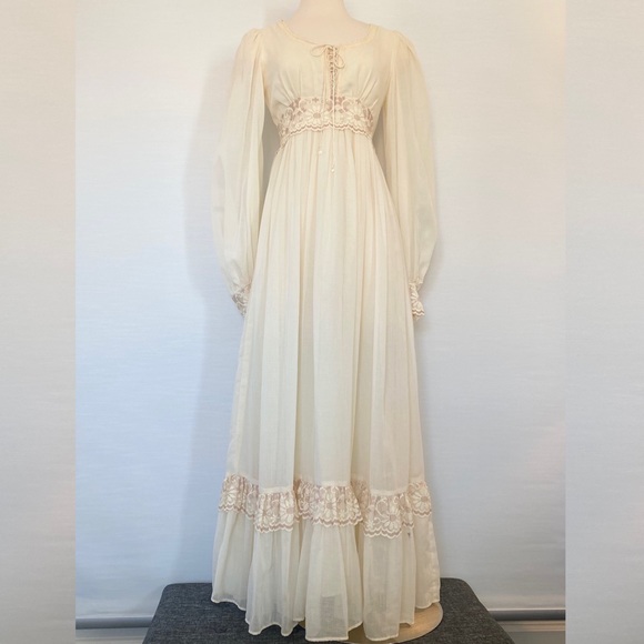 🌺SOLD🌺 Gunne Sax 70s 80s Prairie Corset Wedding Boho Maxi Gown Dress 11 - Picture 9 of 13